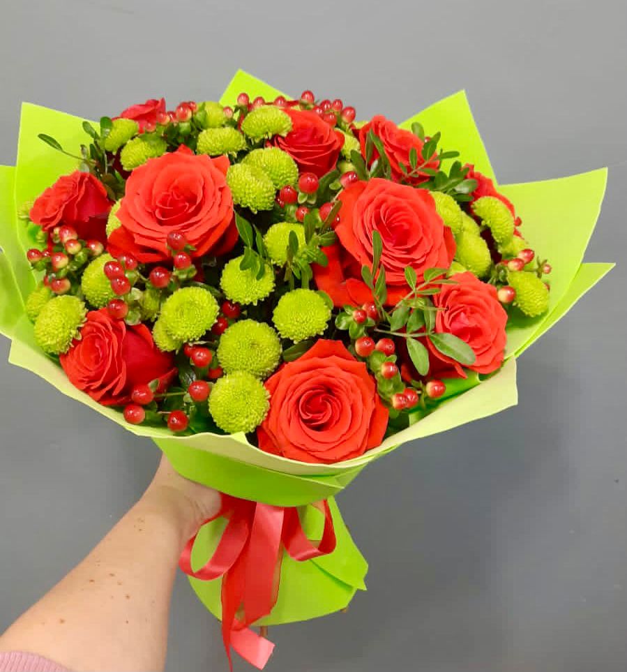 Букет цветов из: Хризантемы и Розы в Славске