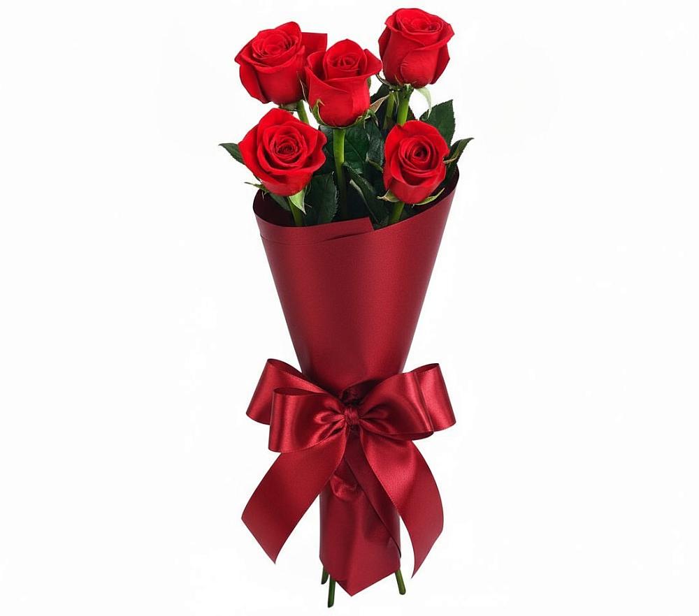 Букет 5 Красных роз Эдлесс Лав в Славске