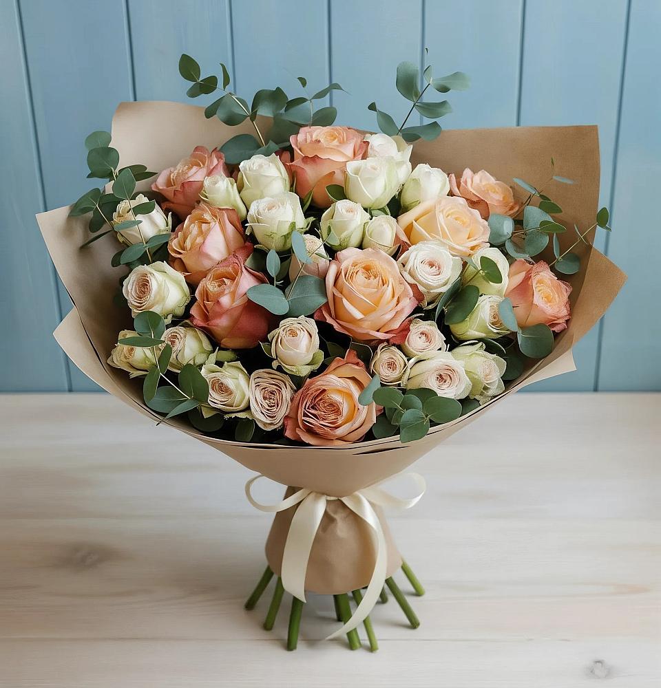 Букет цветов из: Альстромерии и Розы в Славске