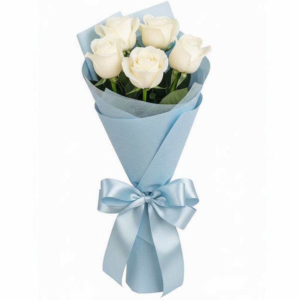 Букет 5 Белых роз Проуд в Славске