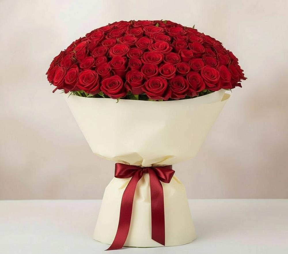 Букет 101 Красная роза Милано в Славске