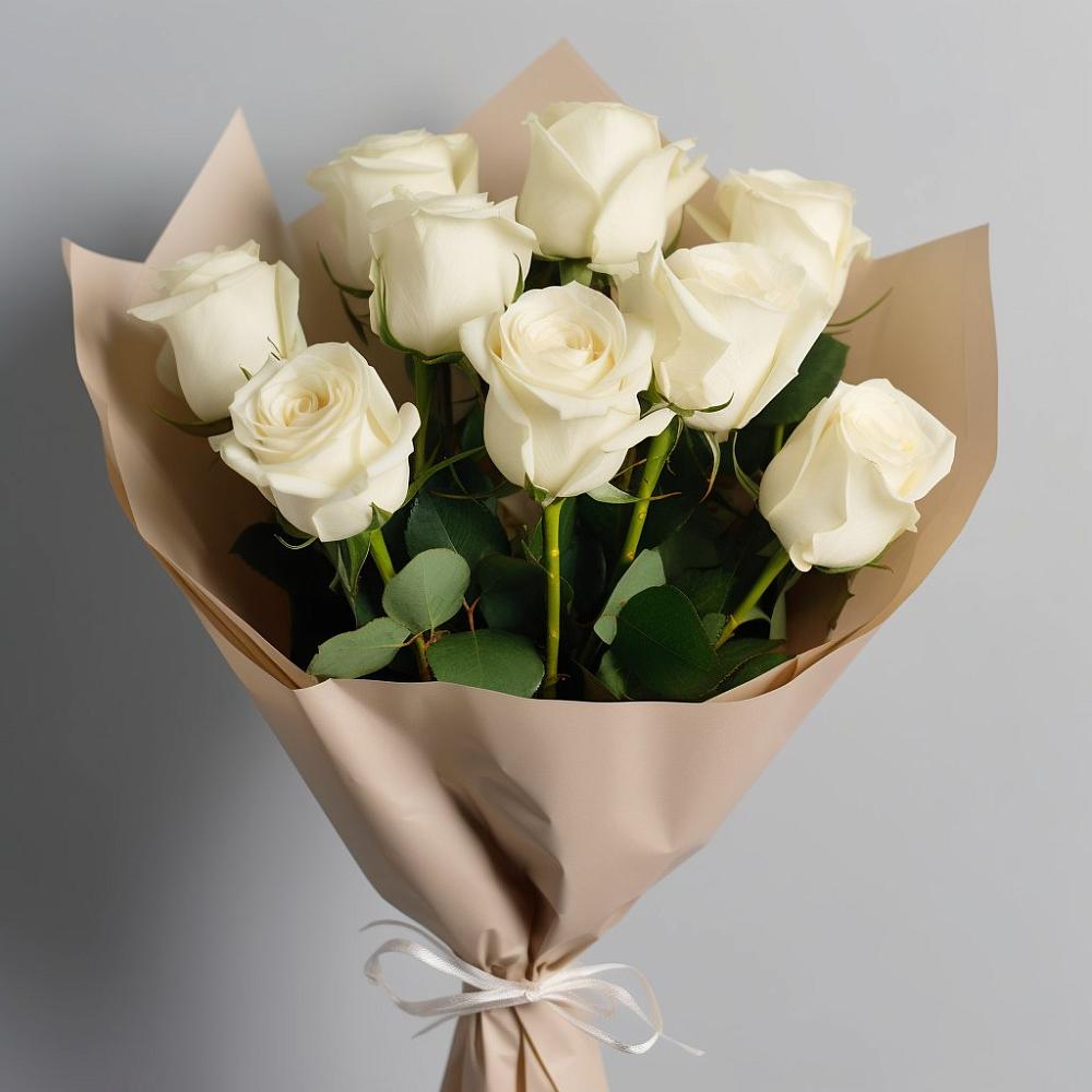 Букет 9 Белых роз Эдлесс Лав в Славске