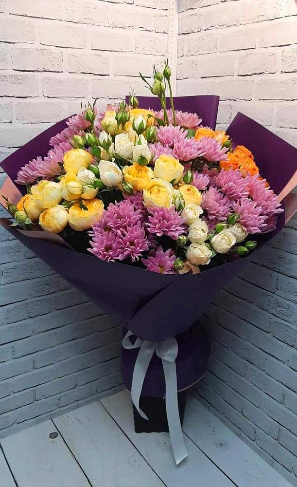 Букет цветов из: Хризантемы и Розы в Славске