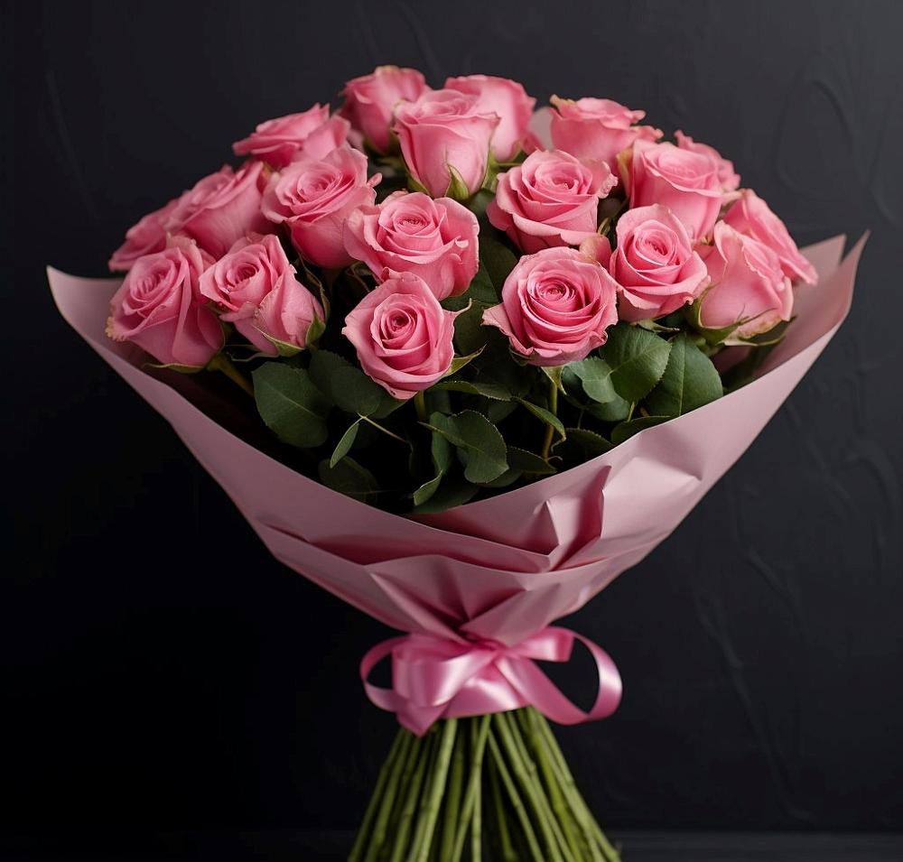 Букет 25 розовых роз в Славске