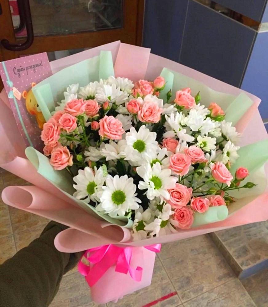 Букет цветов из: Розы и Хризантемы в Славске