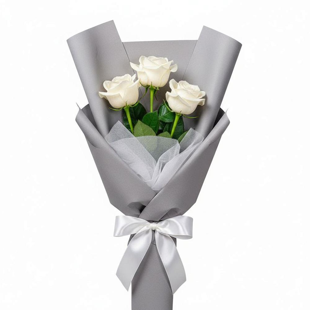Букет 3 белые розы в Славске
