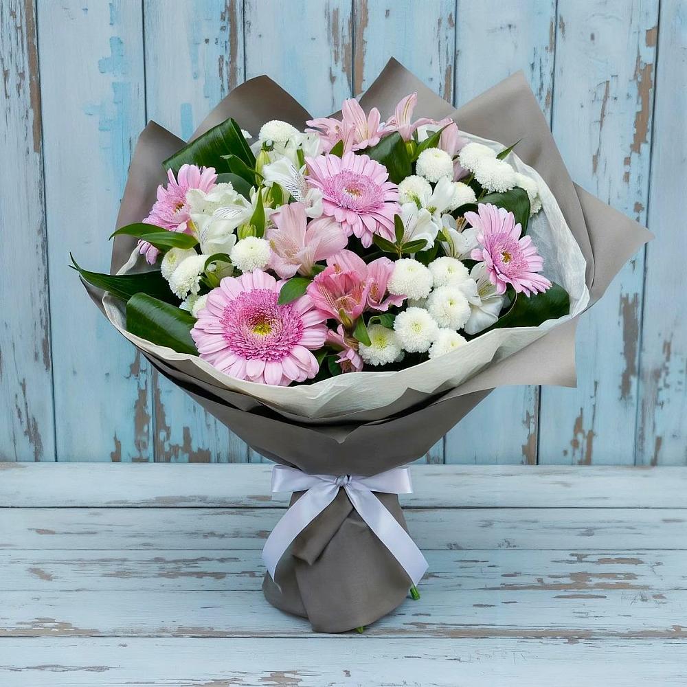 Букет цветов из: Герберы, Альстромерии и Хризантемы в Славске