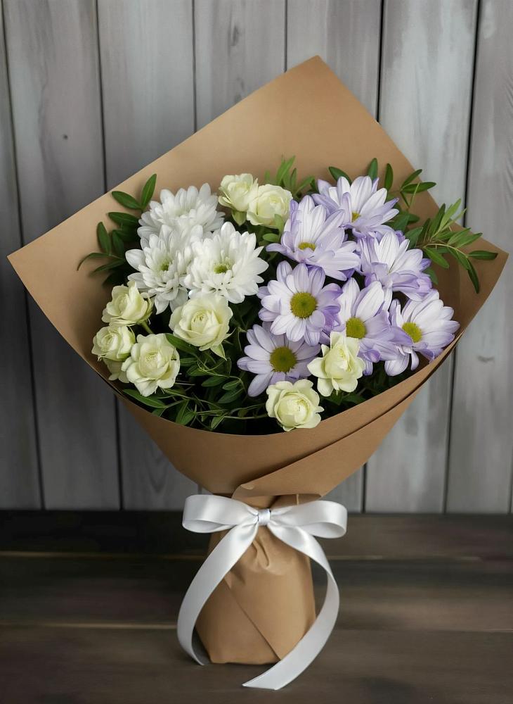 Букет цветов из: Хризантемы и Розы в Славске